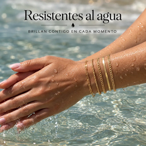 Set de 5 Pulseras Enchapadas en Oro 18K - Hipoalergénicas e Impermeables