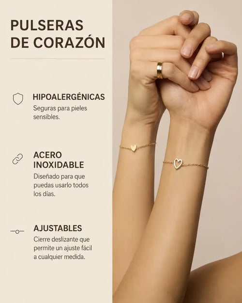 Set de Pulseras Corazones Inseparables 💕