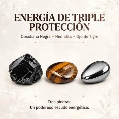 Pulsera de Piedra Natural Triple Protección contra la negatividad