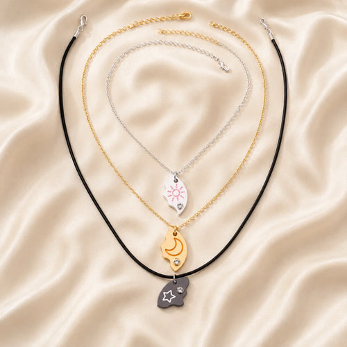 Collares Magnéticos Sol, Luna y Estrella — El Trío que Nunca se Separa (3 piezas)🌙✨