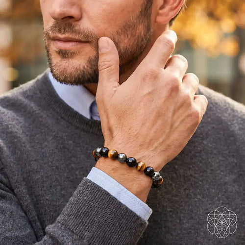 Pulsera de Piedra Natural Triple Protección contra la negatividad