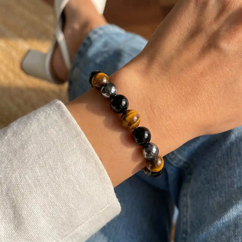 Pulsera de Piedra Natural Triple Protección contra la negatividad